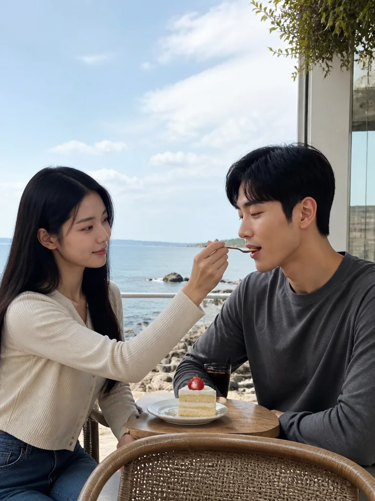 바다 앞 케이크
