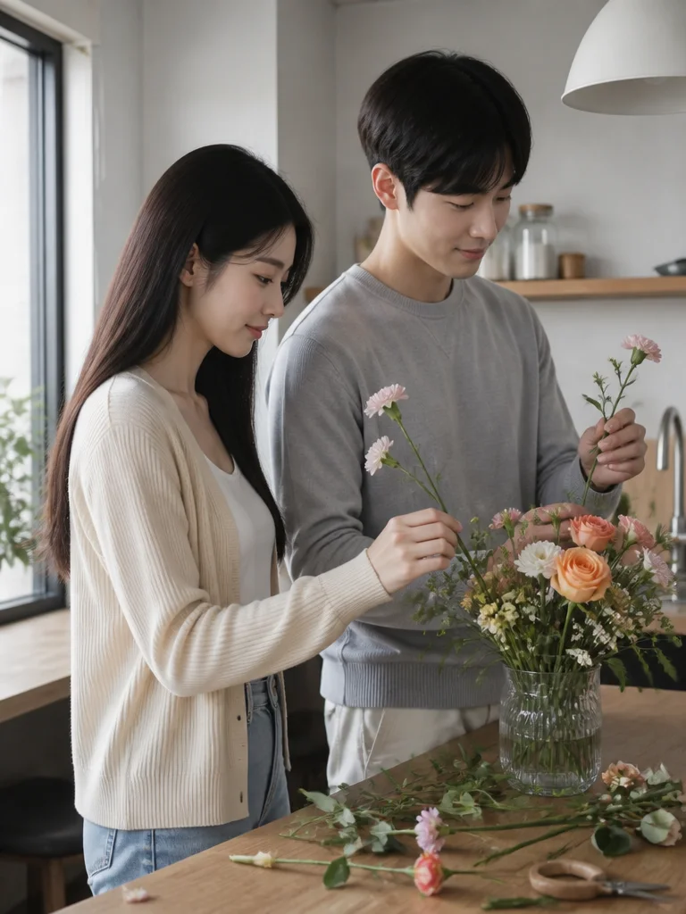 식탁 위의 꽃병