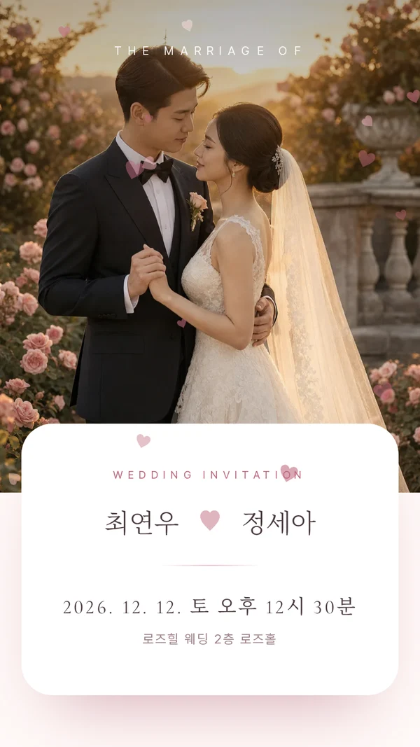 로맨틱 모바일 청첩장 디자인