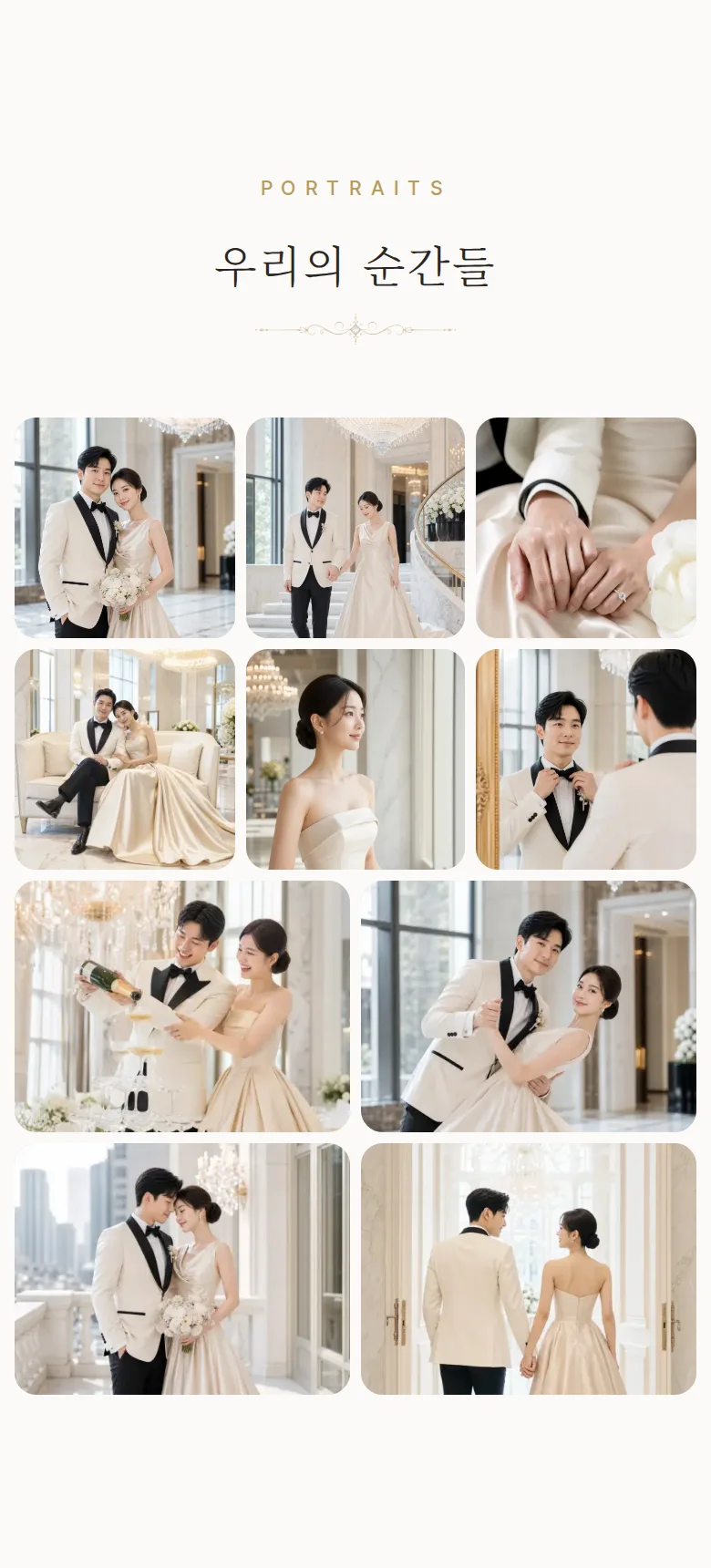 갈라 모바일 청첩장 디자인 갤러리 화면