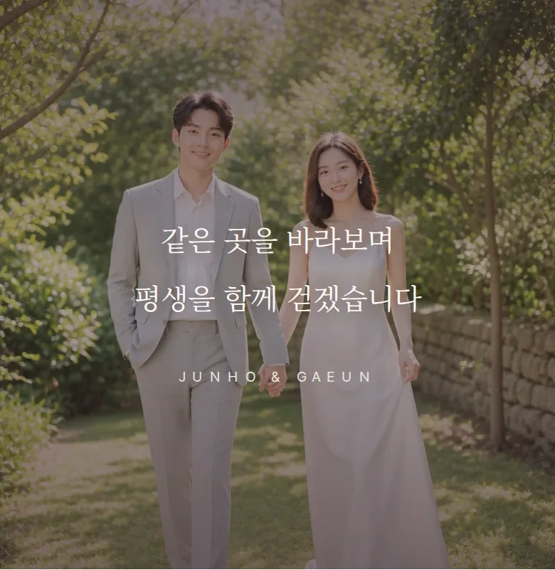 여백 모바일 청첩장 디자인 문구 띠 화면